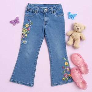 Vintage Y2K Lee Flower Power Jeans Girls Size 6X | Embroidered Butterflies